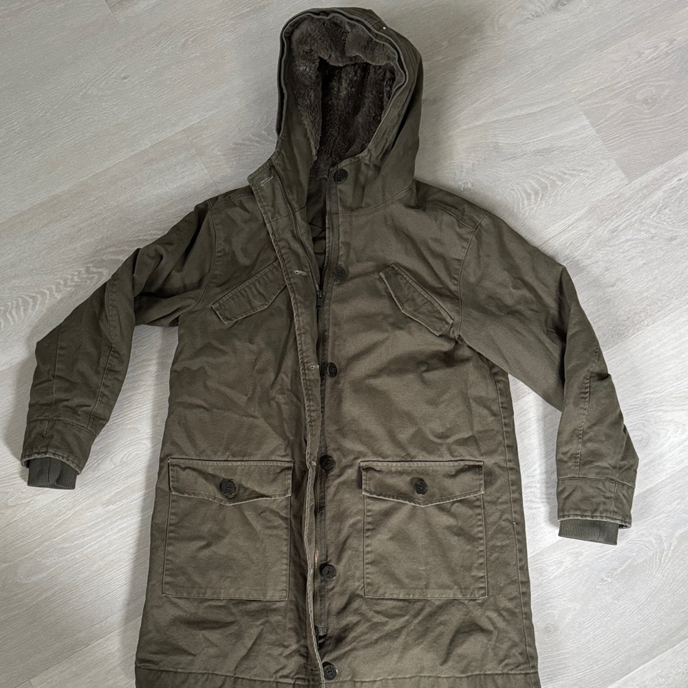 Olive Hooded Parka Coat
